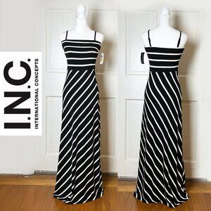 INC Black & White "Boat Stripe" Summer Maxi Dress | Size Small | NWT